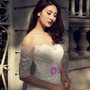 A-Line White Off The Shoulder Tulle Short Sleeve Wedding Dress