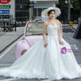 White Ball Gown Tulle Sweetheart Neck Backless Wedding Dress
