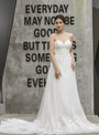 White Tulle Appliques Spaghetti Straps Backless Wedding Dress