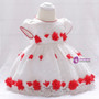 In Stock:Ship in 48 Hours White Lace Red Flower Little Girl Dress