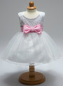 In Stock:Ship in 48 Hours White Tulle Pink Bow Little Girl Dress