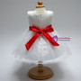 In Stock:Ship in 48 Hours White Tulle Red Bow Little Girl Dress