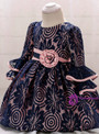 In Stock:Ship in 48 Hours Blue Lace Long Sleeve Little Girl Dress
