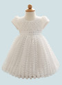 In Stock:Ship in 48 Hours White Organza Cap Sleeve Litter Girl Dress