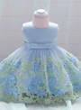 In Stock:Ship in 48 Hours Blue Tulle Flower Litter Girl Dress