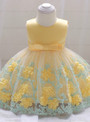 In Stock:Ship in 48 Hours Yellow Tulle Flower Litter Girl Dress