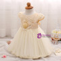 In Stock:Ship in 48 Hours Yellow Cap Sleeve Pearls Litter Girl Dress