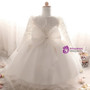 In Stock:Ship in 48 Hours White Tulle Lac Long Sleeve Litter Girl Dress