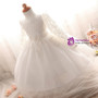 In Stock:Ship in 48 Hours White Tulle Lac Long Sleeve Litter Girl Dress