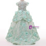 Mint Green Ball Gown Lace Short Sleeve Pearls Flower Girl Dresses
