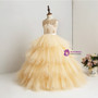 Ball Gown Tulle Lace Beaded Ruffles Floor Length Flower Girl Dress