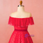 Plus Size Red Tulle Wave Point Off The Shoulder Floor Length Prom Dress