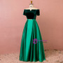 Plus Size Off The Shoulder Satin Velvet Short Sleeve Prom Dress