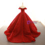 Burgundy Ball Gown Off The Shoulder Appliques Wedding Dress