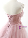 Pink Ball Gown Sweetheart Neck Tulle Appliques Wedding Dress