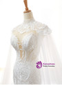 Mermaid White Sweetheart Neck Backless Appliques Wedding Dress