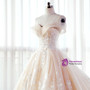 Champagne Ball Gown Off The Shoulder Appliques Wedding Dress