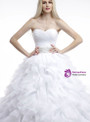 White Ball Gown Sweetheart Ruffle With Beading Wedding Dress