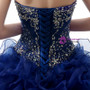 Blue Ball Gown Organza Ruffle With Beading Quinceanera Dresses