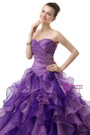 Purple Sweetheart Neck Organza Ruffle Pleats Quinceanera Dresses