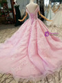 Purple Ball Gown Off The Shoulder Backless Appliques Wedding Dress