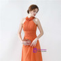 Orange Halter Chiffon Floor Length Bridesmaid Dress With Pleats