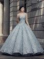 Gray Ball Gown Sweetheart Neck Sequins Floor Length Wedding Dress
