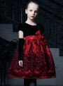 In Stock:Ship in 48 Hours Black Red Satin Cap Sleeve Girl Dress