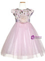 In Stock:Ship in 48 Hours Purple Tulle Print Cap Sleeve Girl Dress