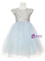 In Stock:Ship in 48 Hours Light Blue Tulle Cap Sleeve Girl Dress