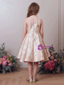 In Stock:Ship in 48 Hours Pink Gold Appliques Knee Length Girl Dress