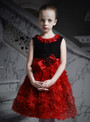 In Stock:Ship in 48 Hours Red Black Tulle With Beading Girl Dress