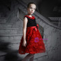 In Stock:Ship in 48 Hours Red Black Tulle With Beading Girl Dress