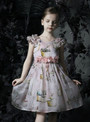 In Stock:Ship in 48 Hours Pink Print Appliques Flower Girl Dress