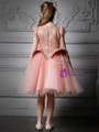 In Stock:Ship in 48 Hours Pink Tulle Cap Sleeve Flower Girl Dress