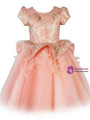In Stock:Ship in 48 Hours Pink Tulle Cap Sleeve Flower Girl Dress