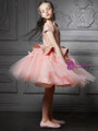 In Stock:Ship in 48 Hours Pink Tulle Cap Sleeve Flower Girl Dress