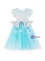 In Stock:Ship in 48 Hours Blue Tulle Cap Sleeve Flower Girl Dress