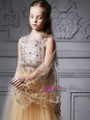 In Stock:Ship in 48 Hours Champagne Tulle Appliques Ankle Girl Dress