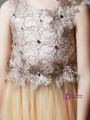 In Stock:Ship in 48 Hours Champagne Tulle Appliques Ankle Girl Dress