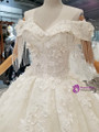 White Ball Gown Off The Shoulder Appliques Beading Train Wedding Dress
