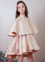 In Stock:Ship in 48 Hours Pink Gold Cloak Two Piece Knee Length Girl Dress
