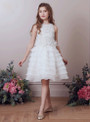 In Stock:Ship in 48 Hours White Chiffon With Beading Girl Dress
