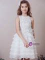 In Stock:Ship in 48 Hours White Chiffon With Beading Girl Dress