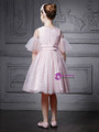 In Stock:Ship in 48 Hours Pink Tulle Short Sleeve Appliques Girl Dress