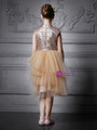 In Stock:Ship in 48 Hours Champagne Tulle High Neck Girl Dress