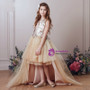 In Stock:Ship in 48 Hours Champagne Tulle Gold Appliques Girl Dress