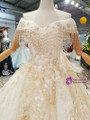 White Ball Gown Tulle Sequins Off The Shoulder Appliques Wedding Dress