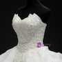 White Ball Gown Sweetheart Neck Tulle Appliques Train Wedding Dress