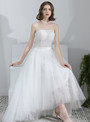 In Stock:Ship in 48 Hours Hi Lo Strapless Pleats Wedding Dress